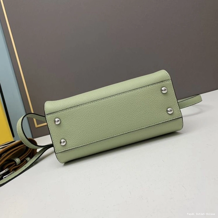 Cheap Mini Fendi Peekaboo Bag Stitching Green Calf Leather Iconic In 0710